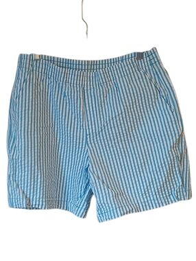 Lands' End Blue and White Striped Seersucker Shorts Size 14